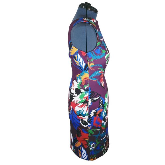 SOLD Calvin Klein Tropical Floral Scuba Colorful Sheath Dress Women's Size 10 - Picture 5 of 12